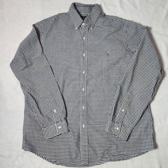 Ralph Lauren Other - RALPH LAUREN Oxford Gingham Check Long‎ Sleeve Button Down Shirt Black White XL